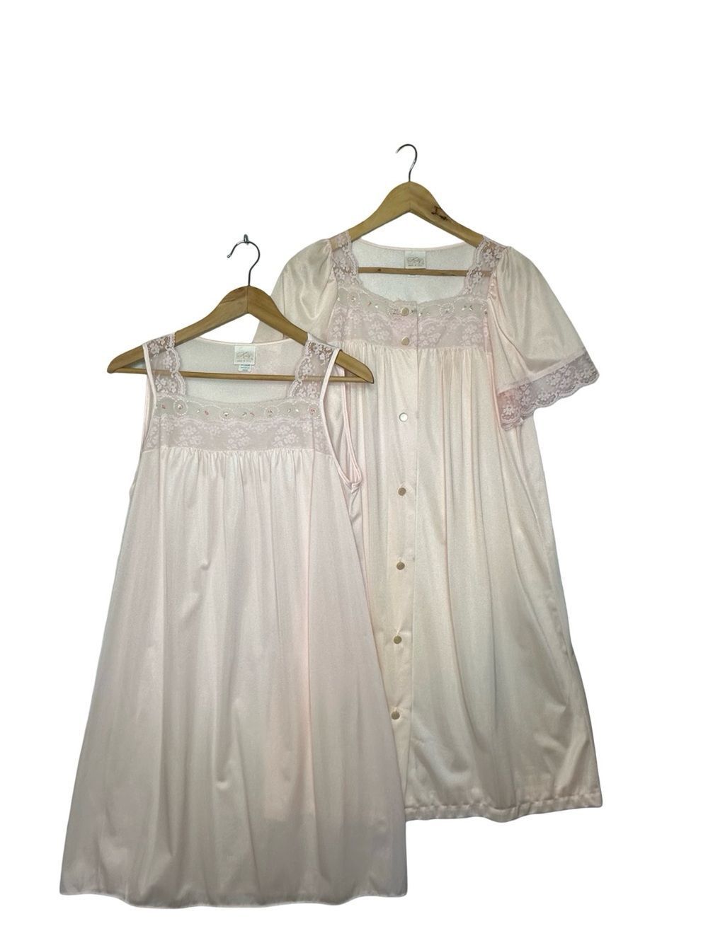 KATZ Vintage Light Pink Peognoir Nightgown Robe Set Size Medium